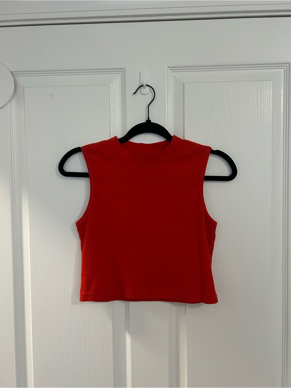 Ribbed Red Sleeveless Crop Top - Women